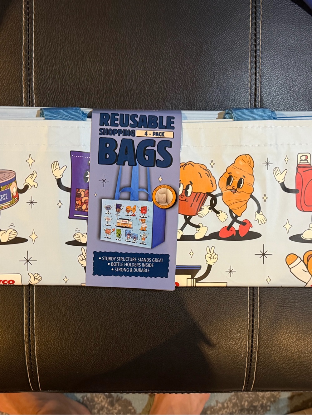 4 pack Costco Blue Reusable Shopping Tote Bags